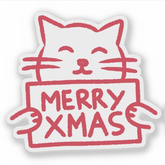 Sticker Cute Cat Merry Xmas (Devant)