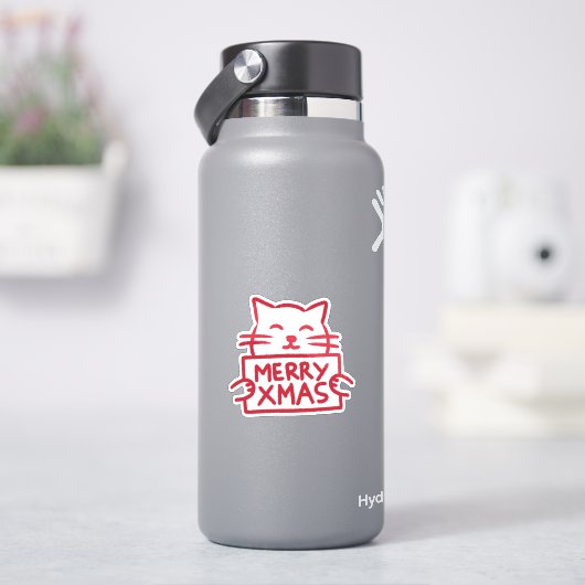 Sticker Cute Cat Merry Xmas (HydroFlask)