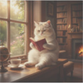 Sticker Cute Cat Reading (Devant)