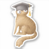 Sticker Cute Cat School Book Lecture amusante (Devant)