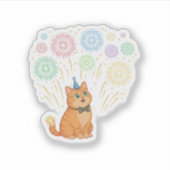 Sticker Cute Cat Watching Fireworks Festive New Year 2026  (Devant)