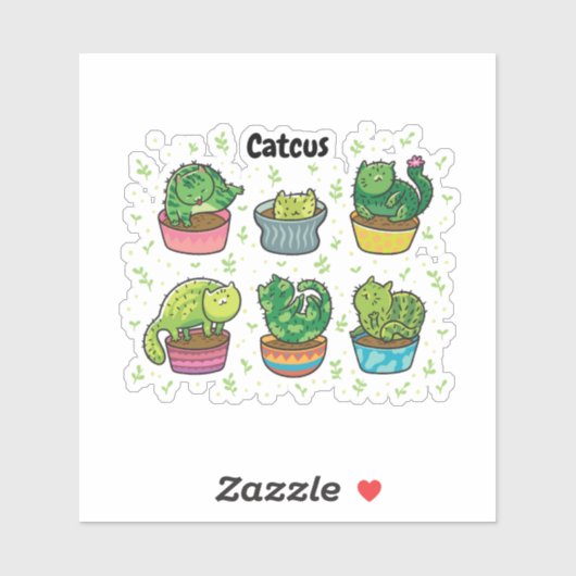 Sticker Cute Catcus (Feuille)