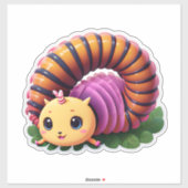 Sticker Cute Caterpillar (Feuille)