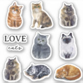 Sticker Cute Cats Illustrated Kids Custom (Devant)