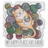 Sticker Cute Cat's Yarn Heaven Knitting Wool Knitters (Devant)