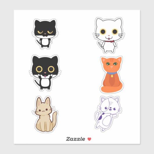Sticker Cute chat (Feuille)