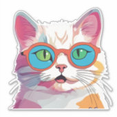 Sticker Cute Chat avec lunettes Clipart-78197 (Devant)