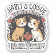 Sticker Cute Chat Couple Romantique Winking Kitty Love Des (Recto)