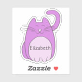 Sticker Cute chat en caricature Ajouter le nom Coupe de Co (Feuille)