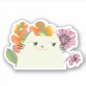 Sticker Cute Chat et Fleurs (Devant)