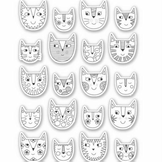 Sticker Cute chat Kitty noir et blanc (Devant)