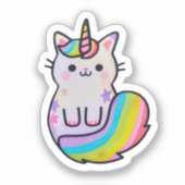 Sticker Cute chat licorne arc-en-ciel (Recto)