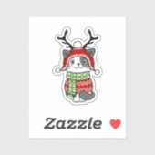 Sticker Cute Chat Noël Stocking fourchettes Galore (Feuille)