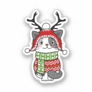 Sticker Cute Chat Noël Stocking fourchettes Galore