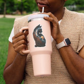 Sticker Cute Chat Planètes Lune Étoiles, Animaux Amusants,