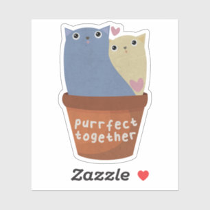 Sticker Cute Chat Pun : Purrffect Together