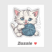 Sticker Cute chaton blanc avec fil étanche (Feuille)