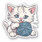 Sticker Cute chaton blanc avec fil étanche (Devant)
