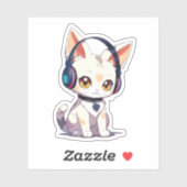 Sticker Cute chaton élégant (Feuille)