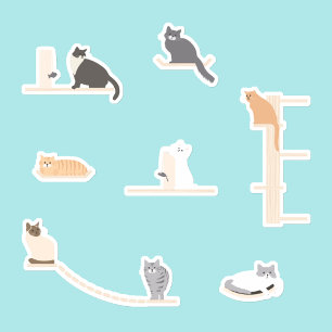Sticker Cute Chats Jouer Mur Meubles Feuille d'autocollant