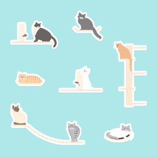 Sticker Cute Chats Jouer Mur Meubles Feuille d'autocollant
