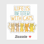 Sticker Cute chats La vie est meilleure avec les chats (Feuille)