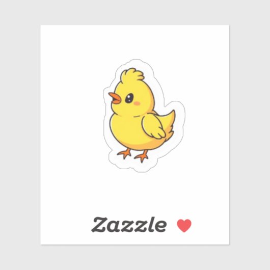 Sticker Cute Cheeky Easter Chick Yellow Bird (Feuille)