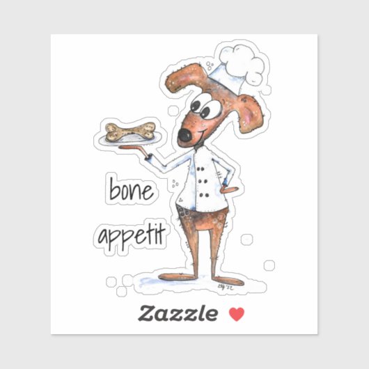Sticker Cute chef de chien Whimsical (Feuille)