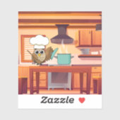 Sticker Cute Chef Owl Cuisine en cuisine (Feuille)