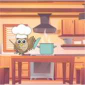 Sticker Cute Chef Owl Cuisine en cuisine (Devant)