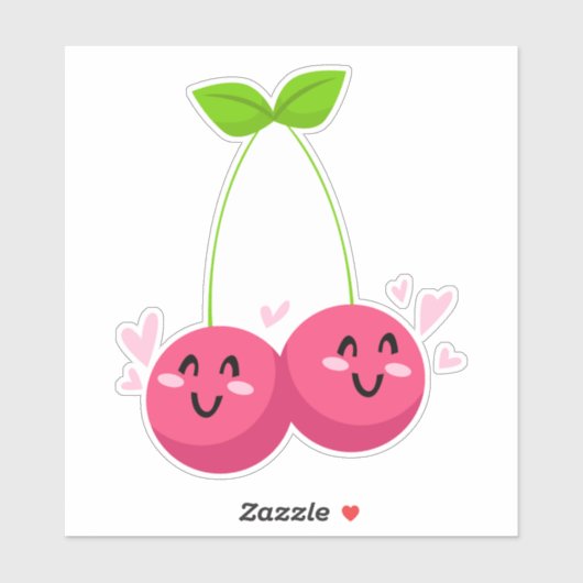 Sticker Cute Cherry Art Design (Feuille)