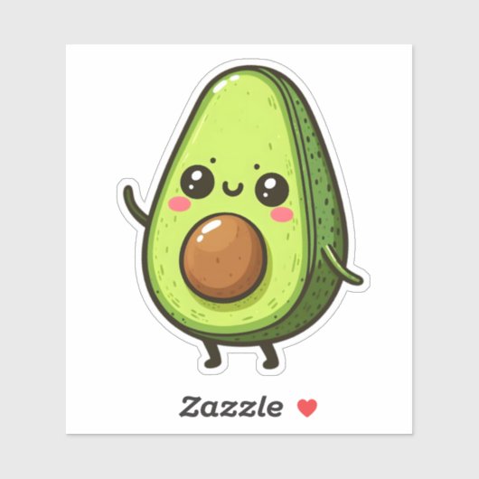 Sticker Cute Chibi Avocado (Feuille)
