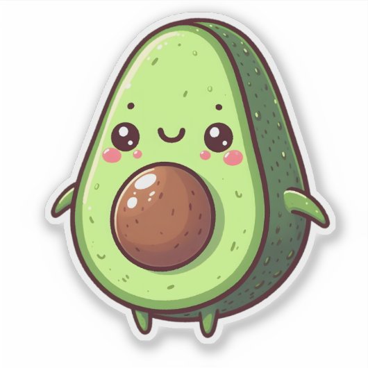 Sticker Cute Chibi Avocado (Devant)