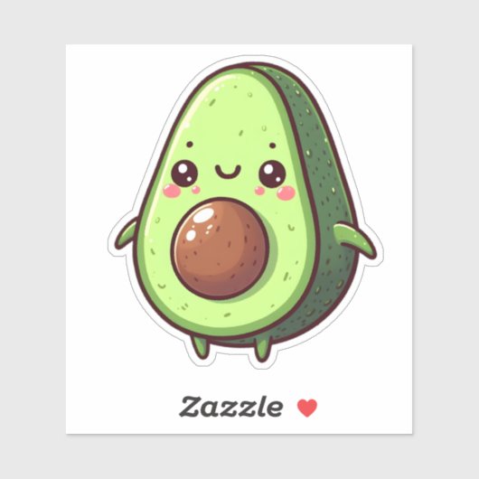 Sticker Cute Chibi Avocado (Feuille)