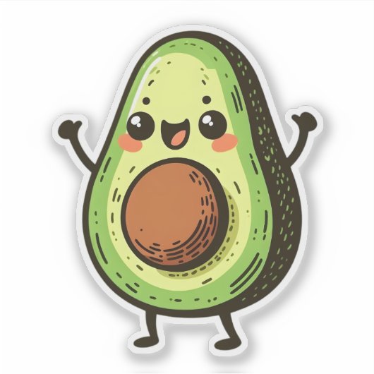 Sticker Cute Chibi Avocado (Devant)