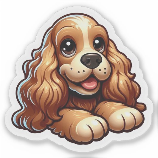 Sticker Cute Chibi Cocker Spaniel Puppy Face (Devant)
