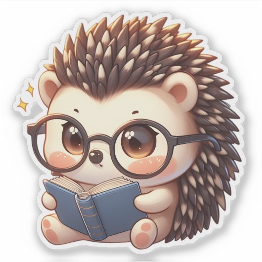 Sticker Cute Chibi Lecture Hedgehog (Devant)