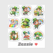 Sticker Cute Chibi Leprechaun Lucky Shamrock Set (Feuille)