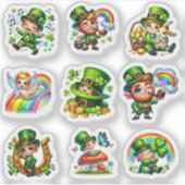 Sticker Cute Chibi Leprechaun Lucky Shamrock Set (Devant)