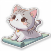 Sticker Cute Chibi Yoga Chat (Devant)