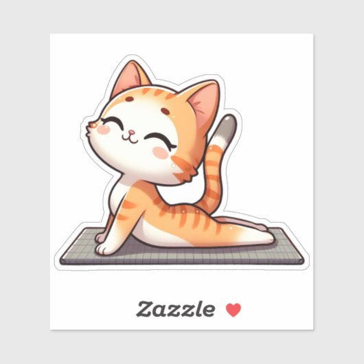 Sticker Cute Chibi Yoga Chat (Feuille)
