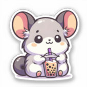 Sticker Cute chinchilla avec thé à bulle (Recto)