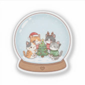 Sticker Cute Christmas Cat Sticker, Snow Globe Cat (Devant)