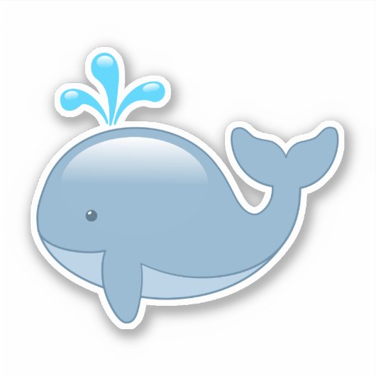 Sticker Cute Chubby Cartoon Whale (Devant)