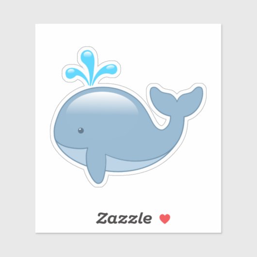 Sticker Cute Chubby Cartoon Whale (Feuille)