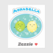 Sticker Cute citron lime amis agrumes caricature fruité (Feuille)