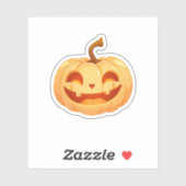 Sticker Cute Citrouille Jack-o'-lantern Turtle Mer Hallowe (Feuille)