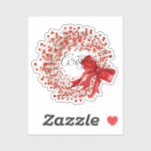 Sticker Cute Classic Red Berry Wreath Merry Christmas  (Feuille)