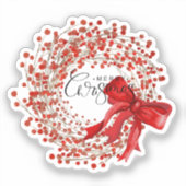 Sticker Cute Classic Red Berry Wreath Merry Christmas  (Recto)