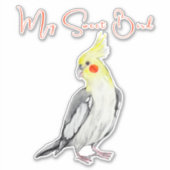 Sticker Cute Cockatiel Aquarelle Parrot. (Devant)